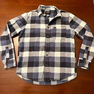 Hollister Men’s Flannel Shirt Blue Plaid Long Sleeve Button Up Size Medium